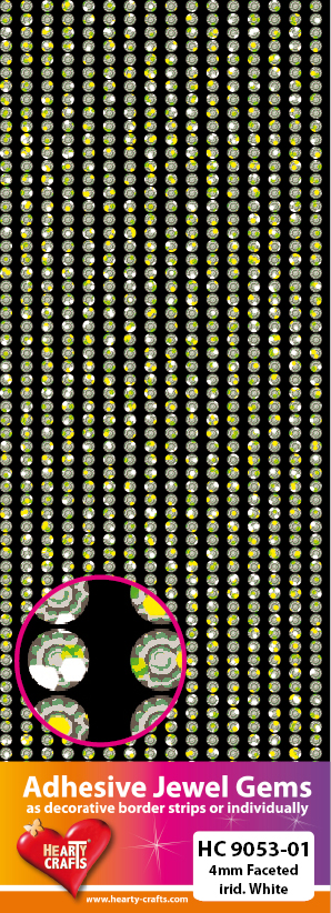HC9053-01 Adhesive Gems, 4mm, faceted, iridescent, White
