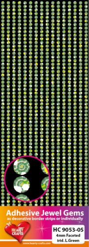 HC9053-05 Adhesive Gems, 4mm, faceted, iridescent, L.Green