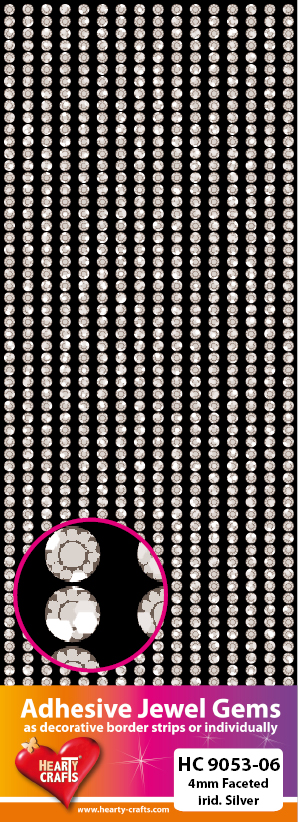 HC9053-06 Adhesive Gems, 4mm, faceted, iridescent, Silver