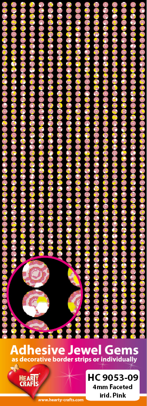 HC9053-09 Adhesive Gems, 4mm, faceted, iridescent, Pink