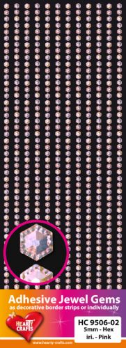 HC9506-02 Adhesive Gems, 5mm, Hexagon, iridescent Pink