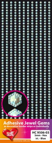 HC9506-03 Adhesive Gems, 5mm, Hexagon, iridescent Blue
