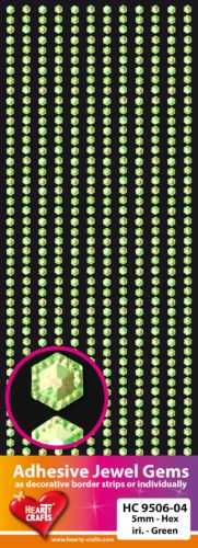 HC9506-04 Adhesive Gems, 5mm, Hexagon, iridescent Green