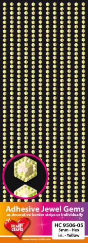 HC9506-05 Adhesive Gems, 5mm, Hexagon, iridescent Yellow