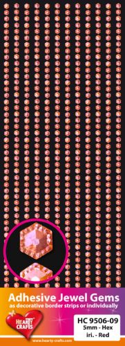 HC9506-09 Adhesive Gems, 5mm, Hexagon, iridescent Red