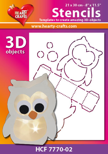 HCF7770-02 Hearty Crafts DESIGN Stencil 3D owl