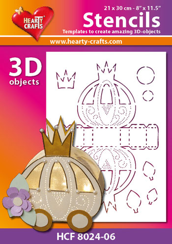 HCF8024-06 Hearty Crafts DESIGN Stencil 3D wedding coach