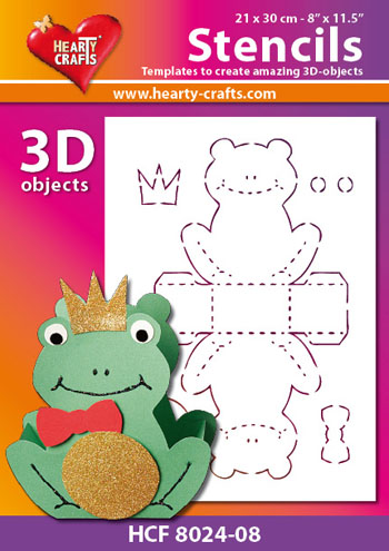 HCF8024-08 Hearty Crafts DESIGN Stencil 3D frog