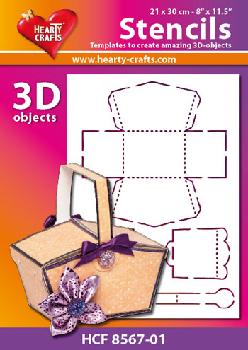 HCF8567-01 Hearty Crafts DESIGN Stencil 3D picknick basket