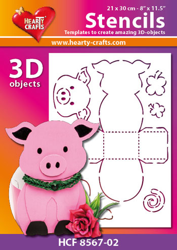 HCF8567-02 Hearty Crafts DESIGN Stencil 3D pig