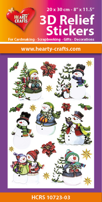 HCRS10723-03 3D Relief Stickers A4 -Snowmen