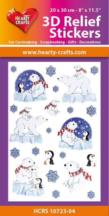 HCRS10723-04 3D Relief Stickers A4 - Snow, Bear & Penguin