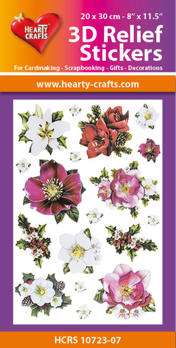 HCRS10723-07 3D Relief Stickers A4 -Christmas Flowers