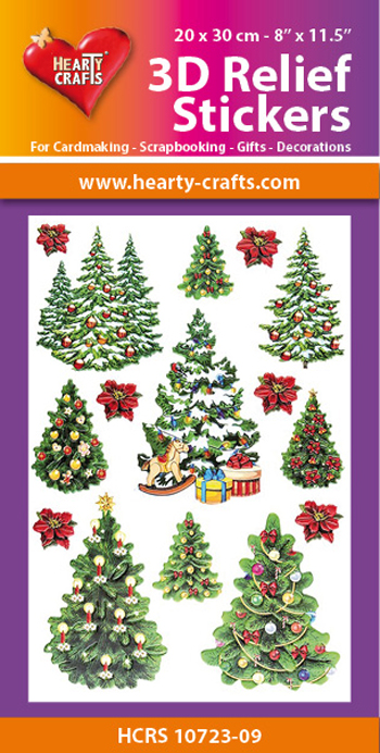 HCRS10723-09 3D Relief Stickers A4 -Christmas Trees