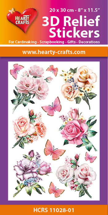 HCRS11028-01 3D Relief Stickers A4 - Roses