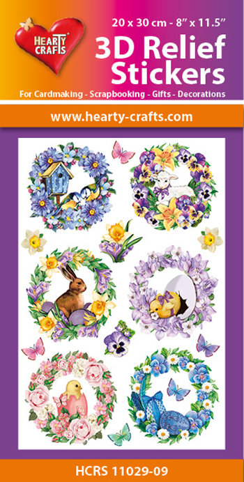 HCRS11029-09 3D Relief Stickers A4 -Spring Wreaths