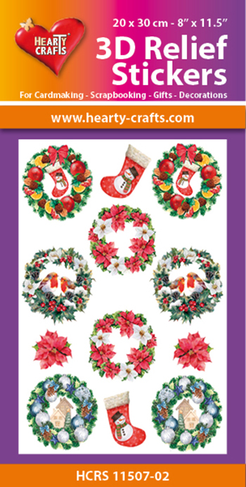 HCRS11507-02 3D Relief Stickers A4 - Christmas Wreaths
