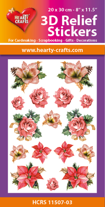 HCRS11507-03 3D Relief Stickers A4 - Christmas Flowers
