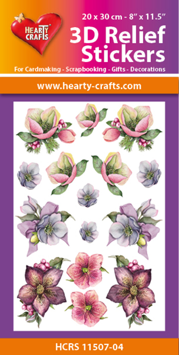HCRS11507-04 3D Relief Stickers A4 - Flowers
