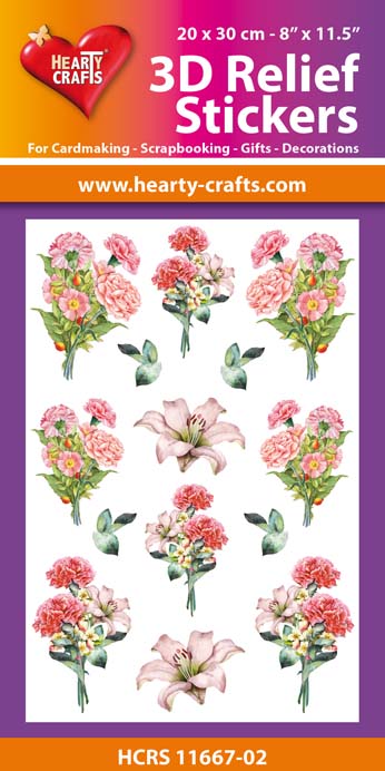 HCRS11667-02 3D Relief Stickers A4 -Bouquets of Carnations