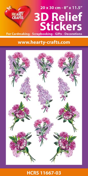 HCRS11667-03 3D Relief Stickers A4 -Bouquets of Carnations