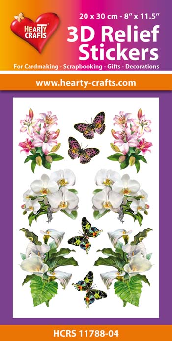 HCRS11788-04 3D Relief Stickers A4 - Flowers and Butterflies