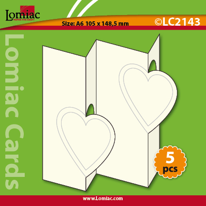 LC2143 5 die-cut cards zigzag with 2 hearts