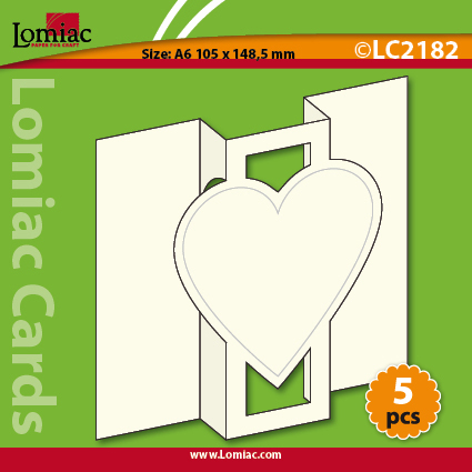 LC2182 5 die-cut cards trifold with heart