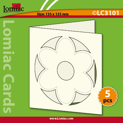 LC3101 5 die-cut cards square with flower