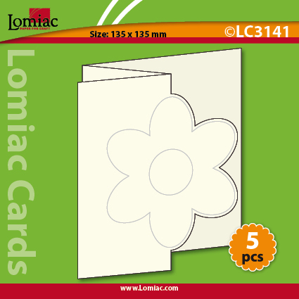 LC3141 5 die-cut cards square zigzag with flower