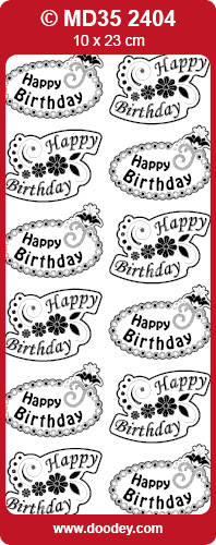 MD352404 Happy Birthday Labels Flowers2