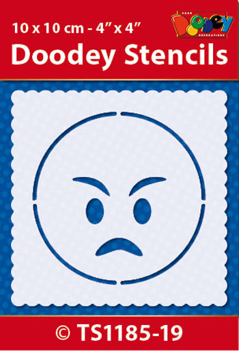 TS1185-19 Doodey Stencil , 10x10 cm Emoticon 19