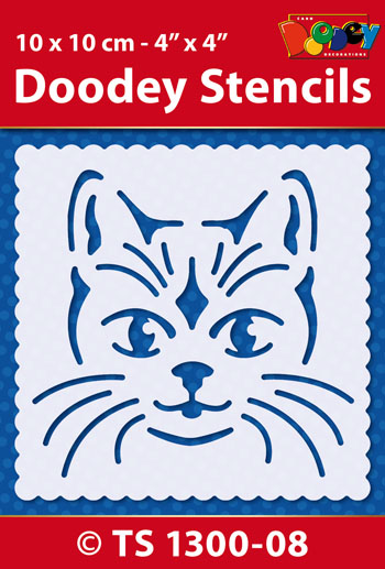 TS1300-08 Doodey Stencil , 10x10 cm Cat