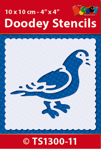 TS1300-11 Doodey Stencil , 10x10 cm Pigeon