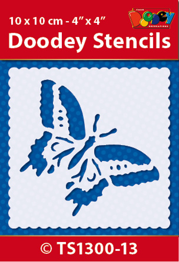 TS1300-13 Doodey Stencil , 10x10 cm Butterfly