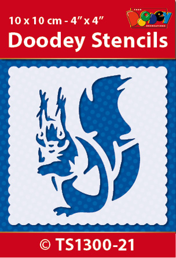 TS1300-21 Doodey Stencil , 10x10 cm Squirrel