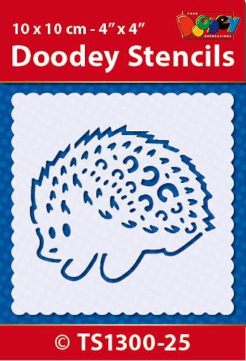 TS1300-25 Doodey Stencil , 10x10 cm Hedgehog