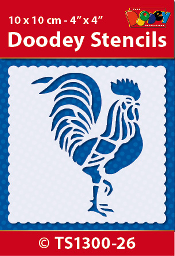 TS1300-26 Doodey Stencil , 10x10 cm Rooster