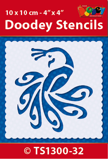 TS1300-32 Doodey Stencil , 10x10 cm Peacock