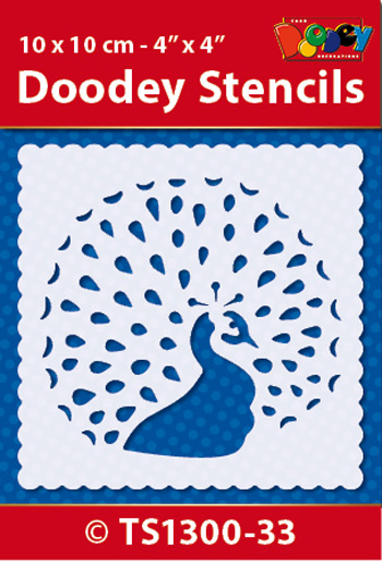 TS1300-33 Doodey Stencil , 10x10 cm Peacock