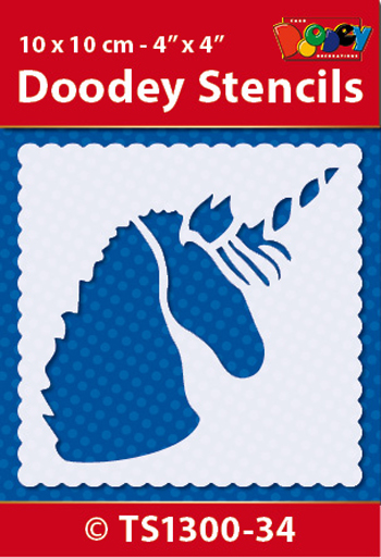 TS1300-34 Doodey Stencil , 10x10 cm Unicorn (1)