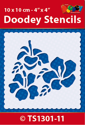 TS1301-11 Doodey Stencil , 10x10 cm Flowers