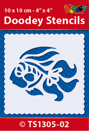 TS1305-02 Doodey Stencil , 10x10 cm Fish
