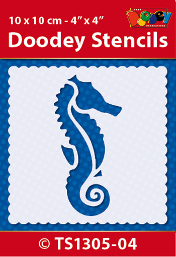 TS1305-04 Doodey Stencil , 10x10 cm Seahorse