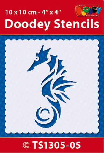 TS1305-05 Doodey Stencil , 10x10 cm Seahorse