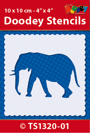 TS1320-01 Doodey Stencil , 10x10 cm Elephant