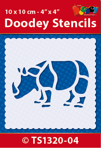 TS1320-04 Doodey Stencil , 10x10 cm Rhino