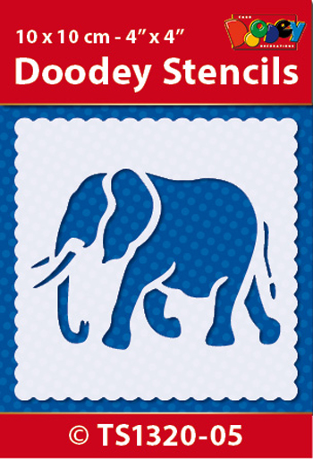 TS1320-05 Doodey Stencil , 10x10 cm Elephant