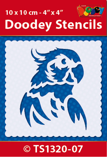 TS1320-07 Doodey Stencil , 10x10 cm Parrot