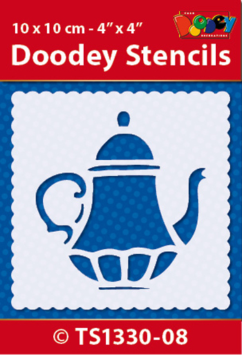 TS1330-08 Doodey Stencil , 10x10 cm  Teapot